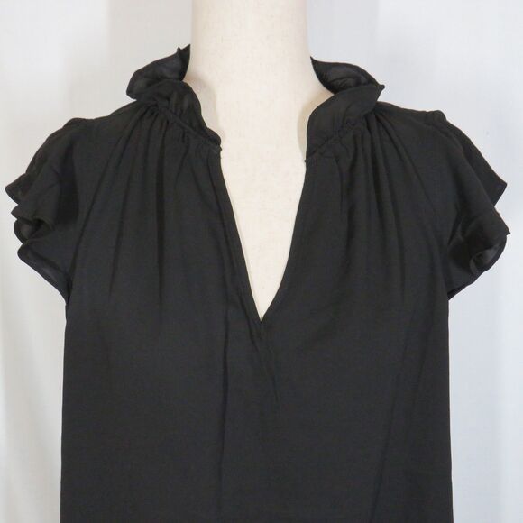 Halara Black V Neck Ruffled Lightweight Blouse Size XL - Picture 5 of 8